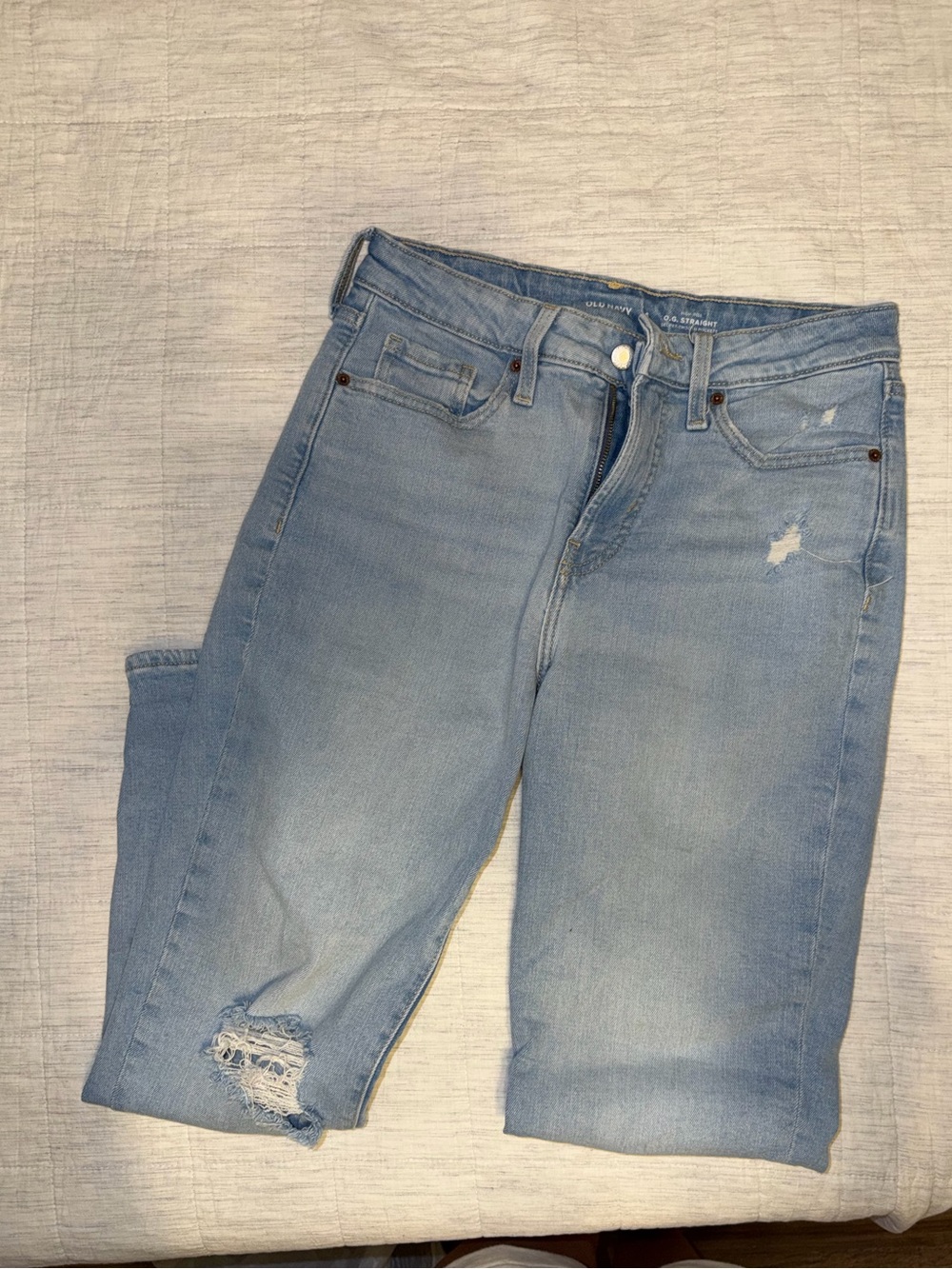 Old Navy High Rise OG Straight Secret Smooth Pockets Light Wash Jeans